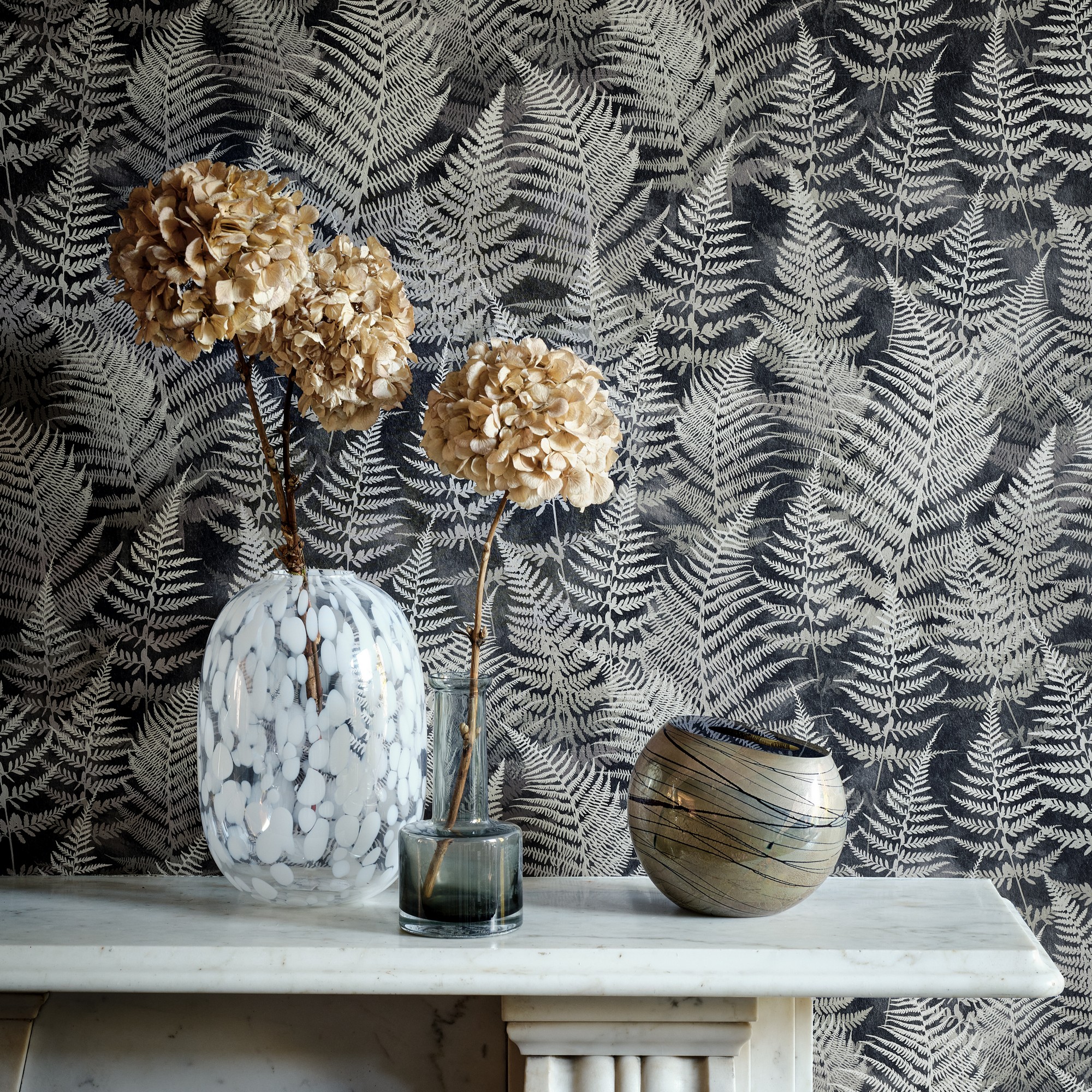 Woodland Fern Wallpaper 120366 By Clarissa Hulse In Charcoal Grey